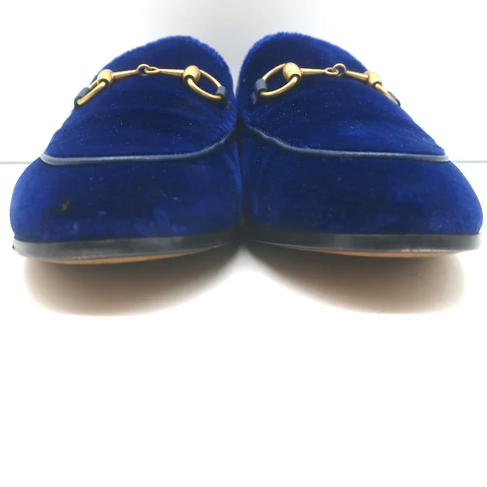 Gucci Jordaan Velvet Horsebit Loafers Dark Blue Size 36 - Picture 5 of 11